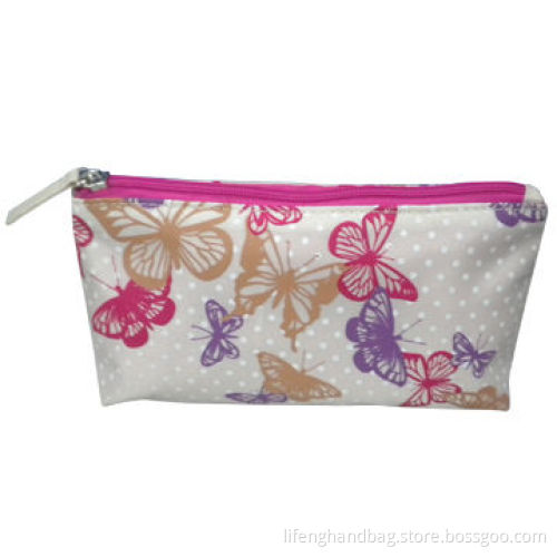 Cotton fabric clutch handbag, butterflies pattern